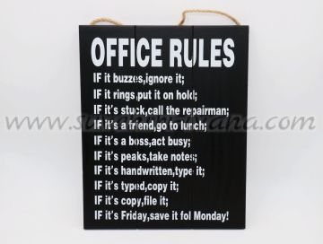 Забавна дървена табелка 'Office Rules'