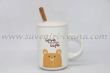 чаша love life с мече капаче и лъжичка