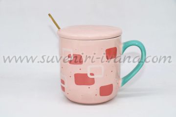 розова чаша на точки и квадрати