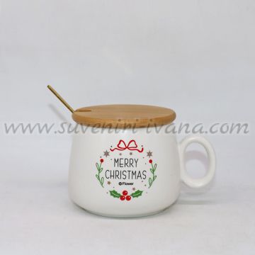 чаша Merry Christmas с бамбуково капаче и лъжичка