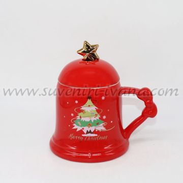 коледна червена чаша с капак и лъжичка – Merry Christmas