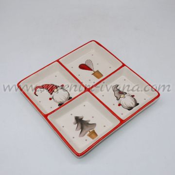 коледно керамично плато с 4 отделения