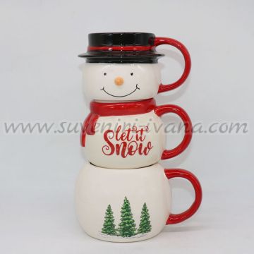 комплект коледни чаши „Снежен човек“