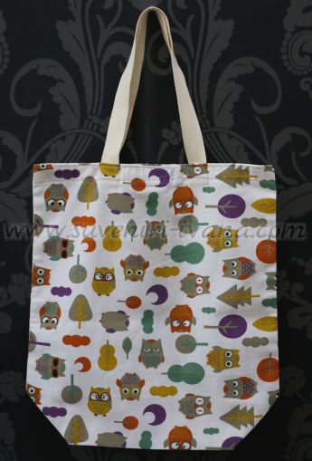 текстилна торбичка цветни бухалчета