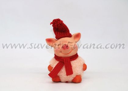 керамично прасенце с розово кожухче