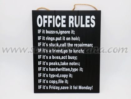 дървена табелка Office Rules