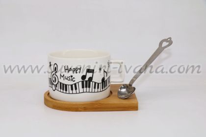 чаша ноти Happy music с лъжичка на магнит