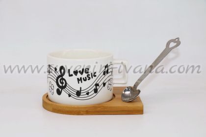 чаша ноти Love music с лъжичка на магнит
