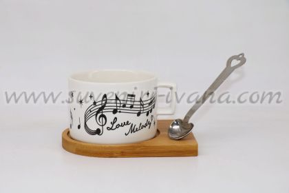 чаша ноти Love melody с лъжичка на магнит
