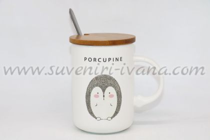 чаша с таралежче и надпис Porcupine