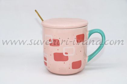 розова чаша на точки и квадрати