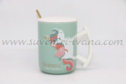 чаша с картинка еднорог капаче и лъжичка