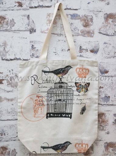 дамска чанта от текстил с винтиж мотиви