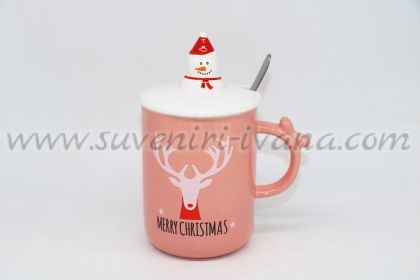 розова коледна чаша Merry Christmas