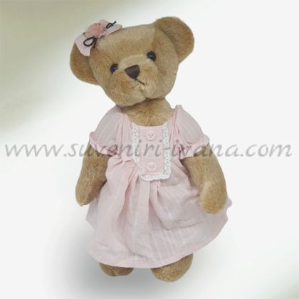 плюшено мече с розова рокля