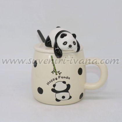 чаша Happy Panda с капаче и лъжичка