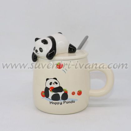 чаша Happy Panda с капаче и лъжичка
