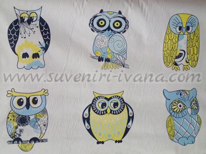 плат десен бухали