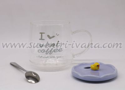 стъклена чаша I love hot coffee