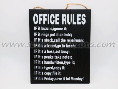 дървена табелка Office Rules