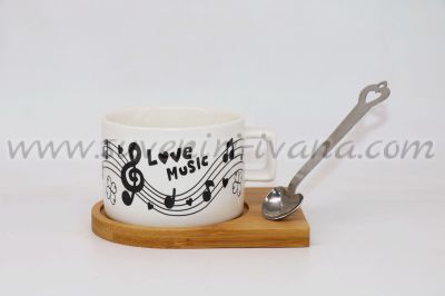 чаша ноти Love music с лъжичка на магнит