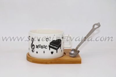 чаша ноти Music с лъжичка на магнит