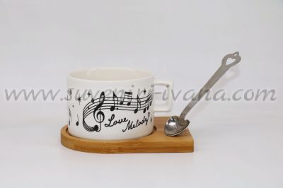 чаша ноти Love melody с лъжичка на магнит