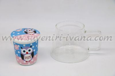 комплект за чай чаша плюс цедка