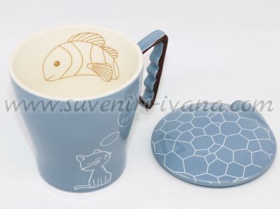 чаша в сиво с котка серия Catth fishin