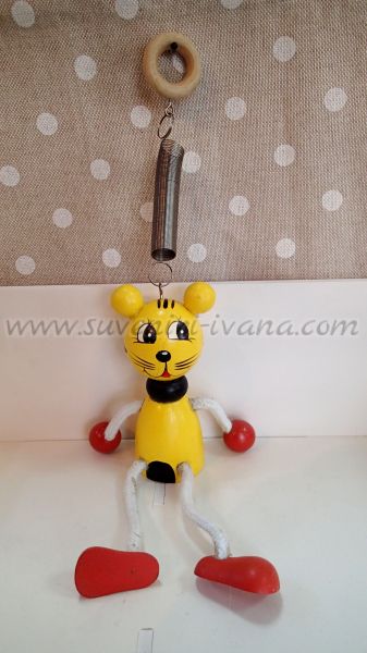 Дървена фигурка тигърче на пружина за закачане 7,0 х 15,0 см.