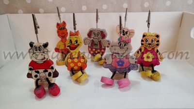 Дървена фигурка жираф с щипка за бележки 4,5 х 10,5
