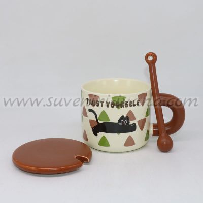 комплект чаша с коте капаче и лъжичка