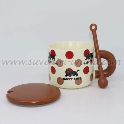 комплект чаша с коте капаче и лъжичка