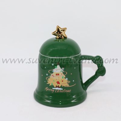 коледна зелена чаша с капак и лъжичка – Merry Christmas