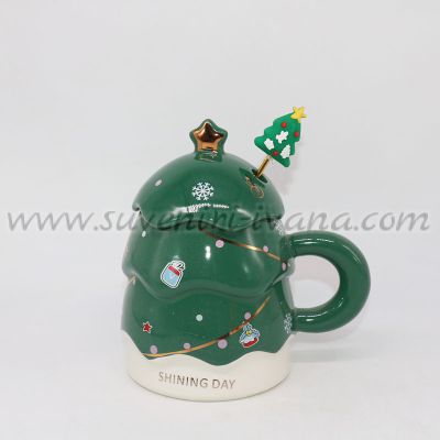 коледна чаша коледна елха с капак и бъркалка