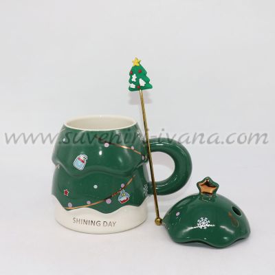 празнична чаша елха с капаче и бъркалка