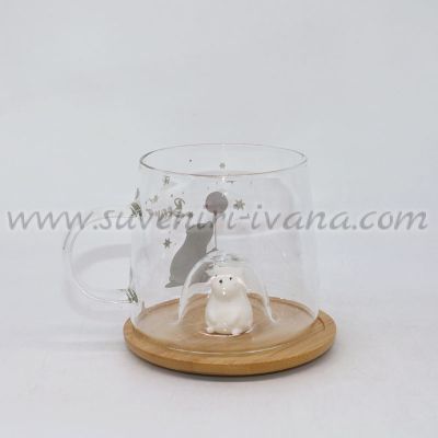 стъклена коледна чаша мече с балон