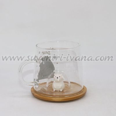 стъклена коледна чаша мечета