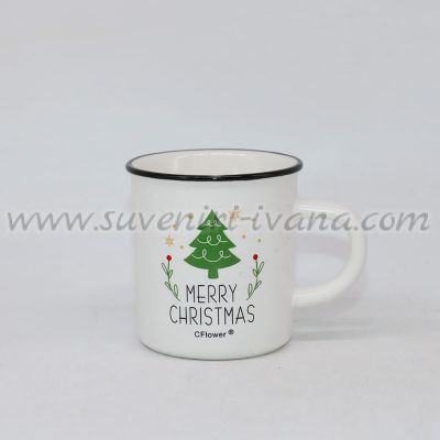 малка коледна чашка за кафе Merry Christmas - коледна елха