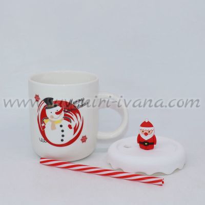 чаша за Коледа с дядо Коледа и снежен човек