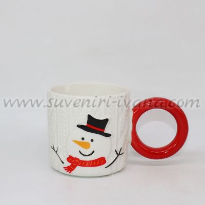 коледна чаша със снежен човек с шапка