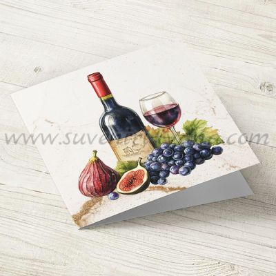 поздравителна картичка бутилка вино с плодове