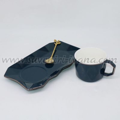 тъмносин комплект за чай или кафе