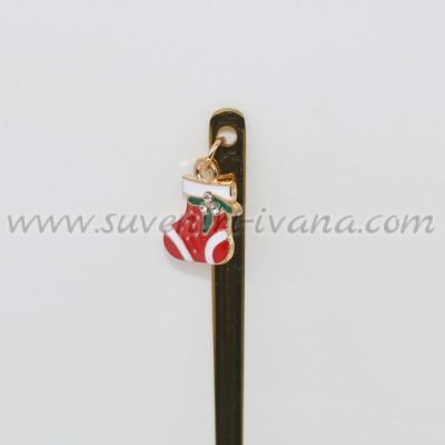 златна коледна лъжичка с коледно чорапче