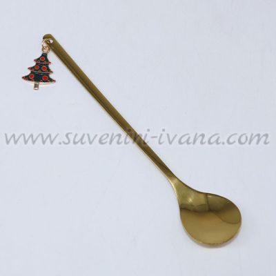 златиста лъжичка с коледна декорация – елха