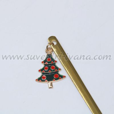 златна коледна лъжичка с коледна елха