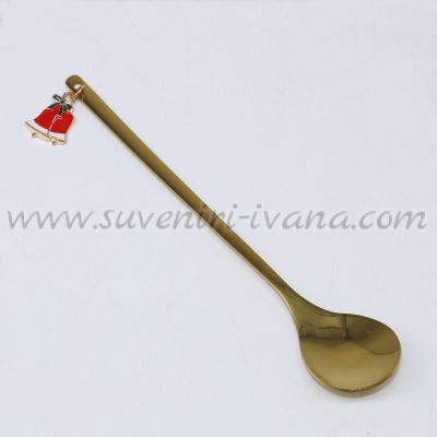 златиста лъжичка с коледна декорация – камбанки