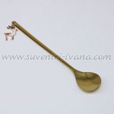 златиста лъжичка с коледна декорация – еленче