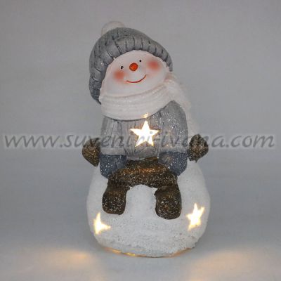 светеща коледна фигурка снежен човек с LED лампичка
