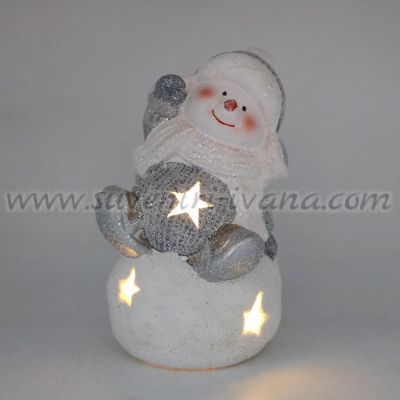светеща коледна фигурка снежен човек с LED лампичка